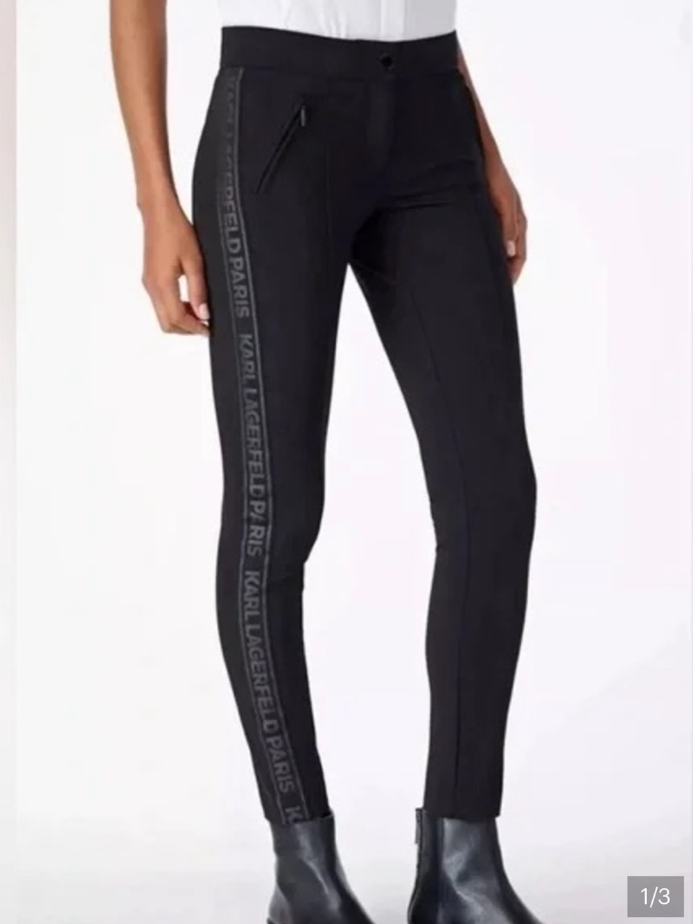 Karl Lagerfeld black skinny logo ponte pants